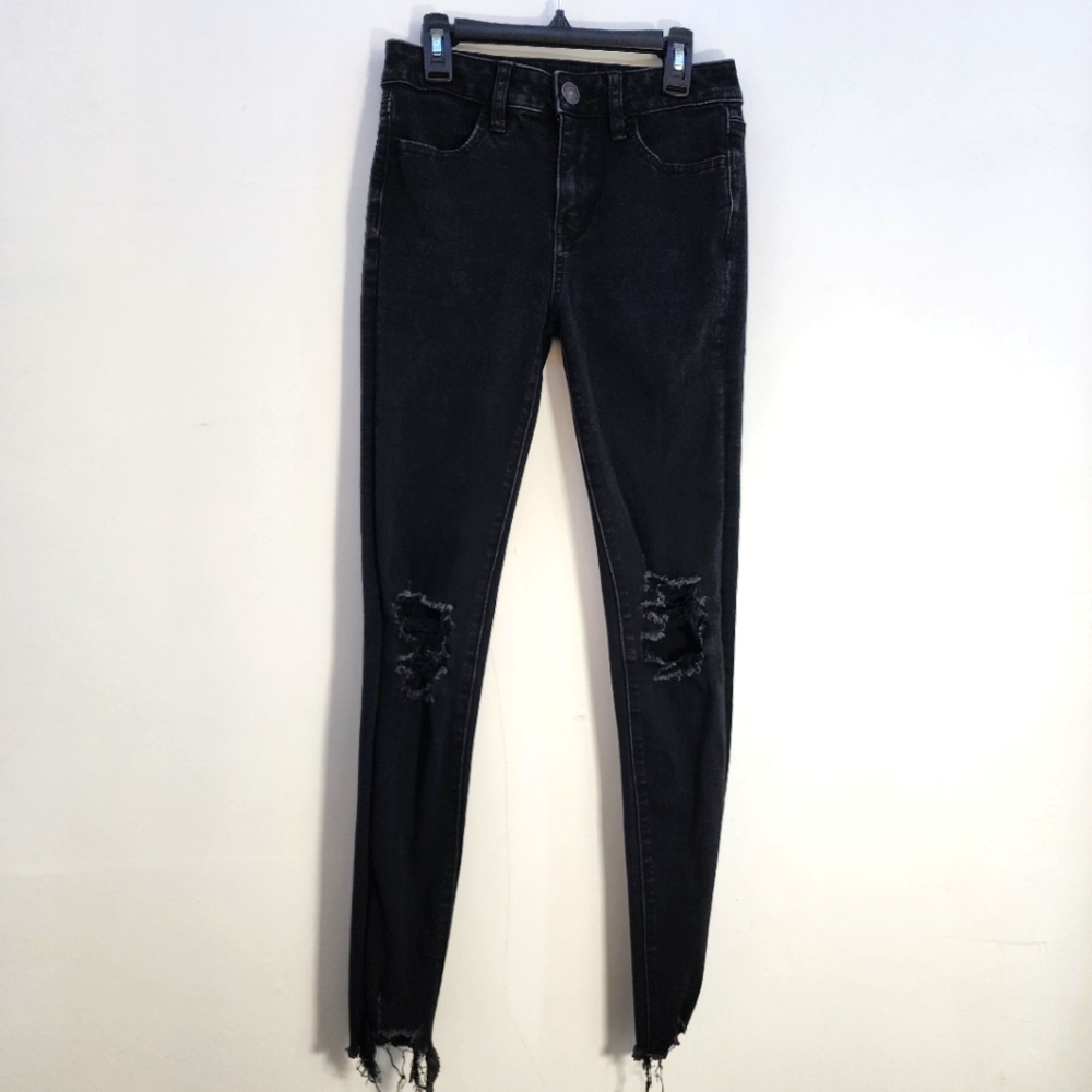 American Eagle Size 0 Black Distressed Women's Jeans